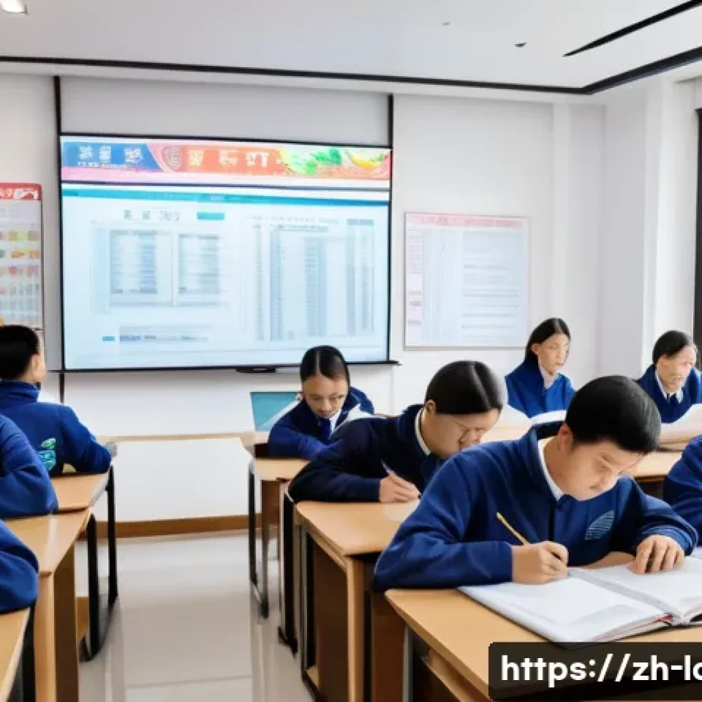 노무사 1차 과목 분석 - A modern classroom setting in China with young adult students attentively studying labor law and soc...