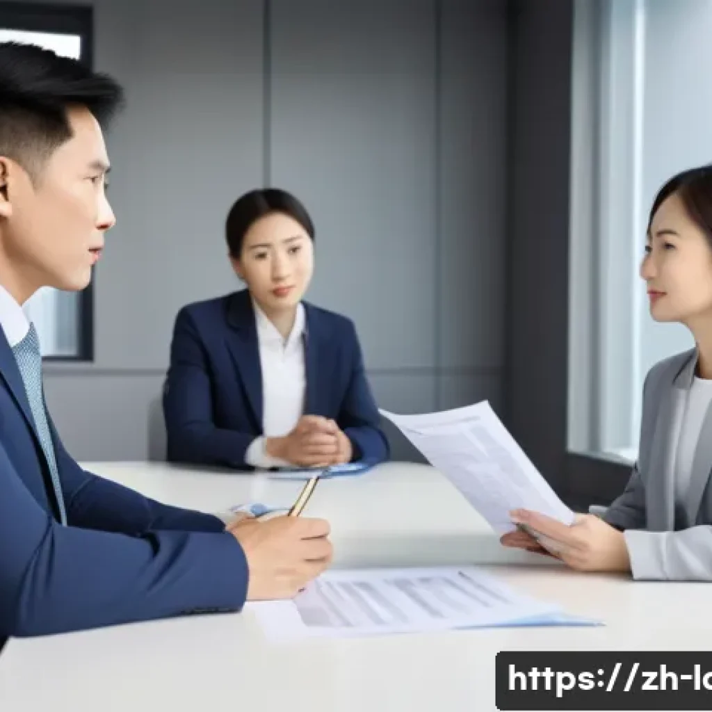 노무사로 일하면서 느끼는 보람 - A modern office scene depicting a professional labor relations specialist mediating a dispute betwee...