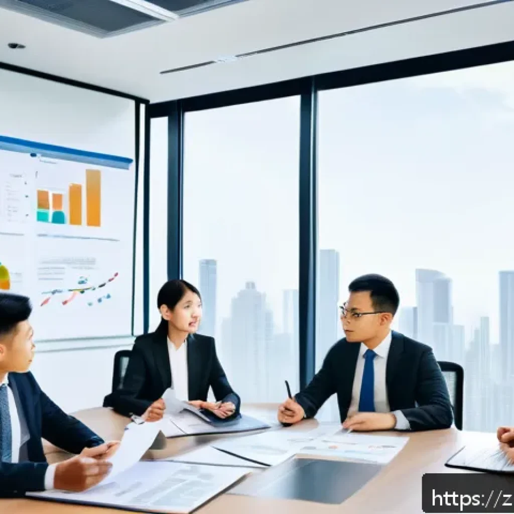 노동법 판례 공부법 - A modern office scene showing a diverse group of professional adults in business attire discussing l...
