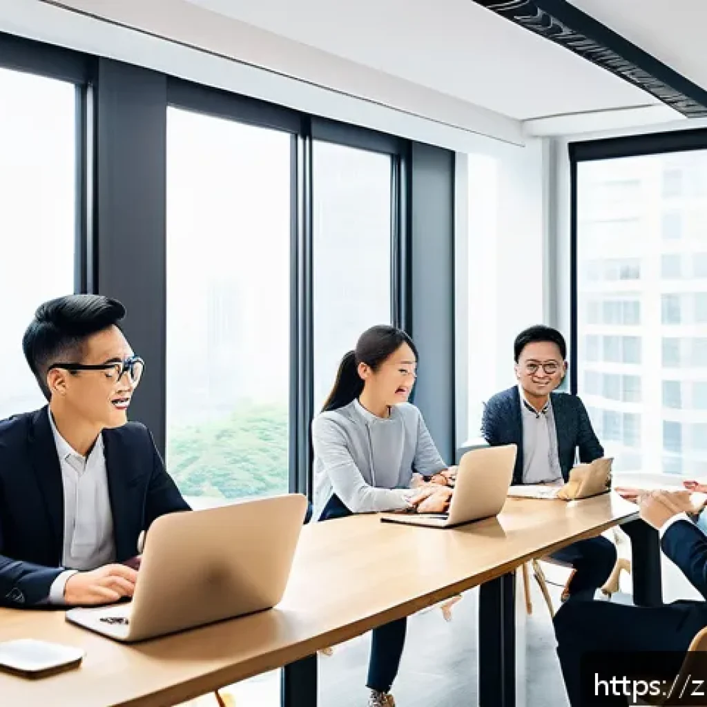 공인노무사 커뮤니티 활용법 - A modern Chinese professional community scene showing diverse people actively engaging in online dis...